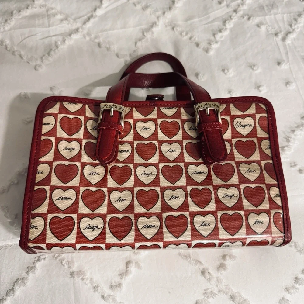 Brighton ❤️ red hearts travel makeup bag. Toiletry,carry On,caddy,weekender.Rare